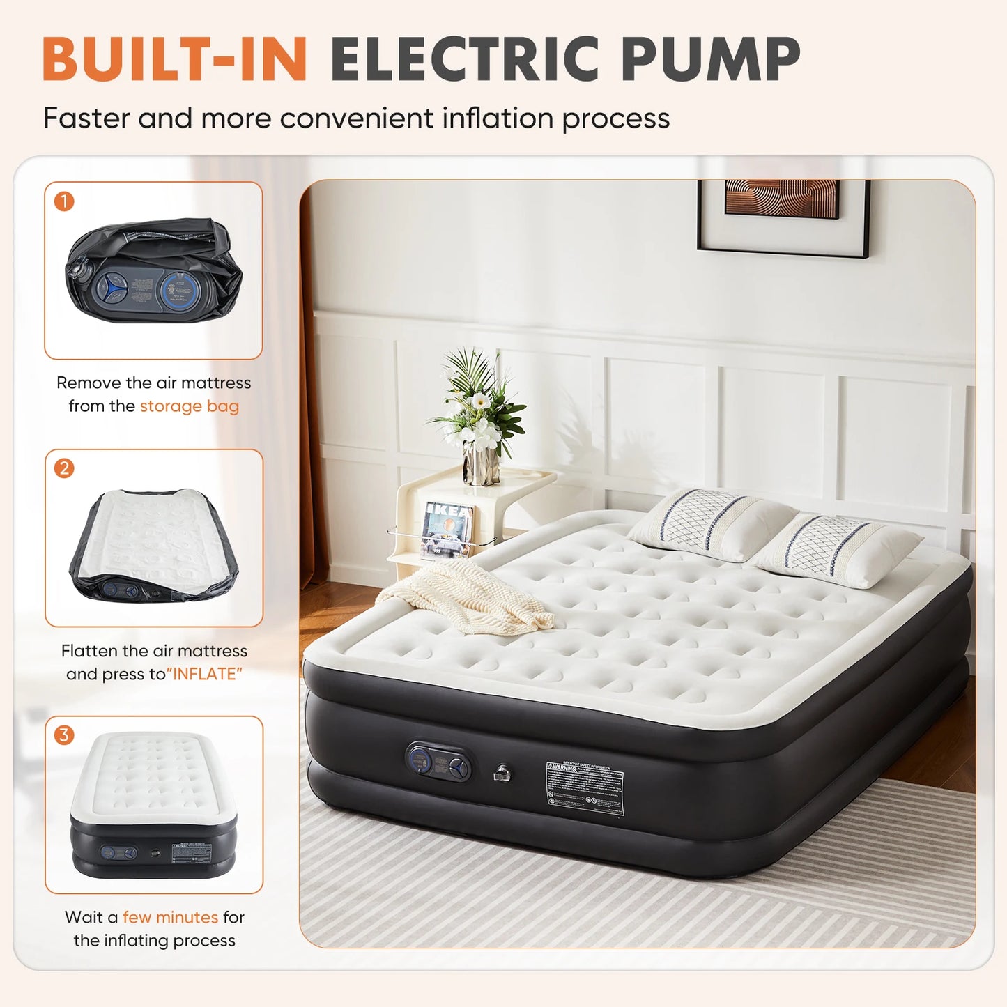 JHK Air Mattress With Non-Slip Bottom 660 Lb Capacity