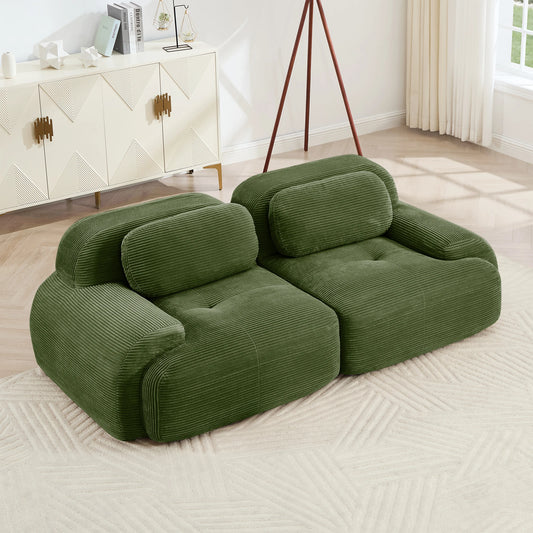 Modern Corduroy Loveseat Sofa With Curved Armrests And Plush Comfort