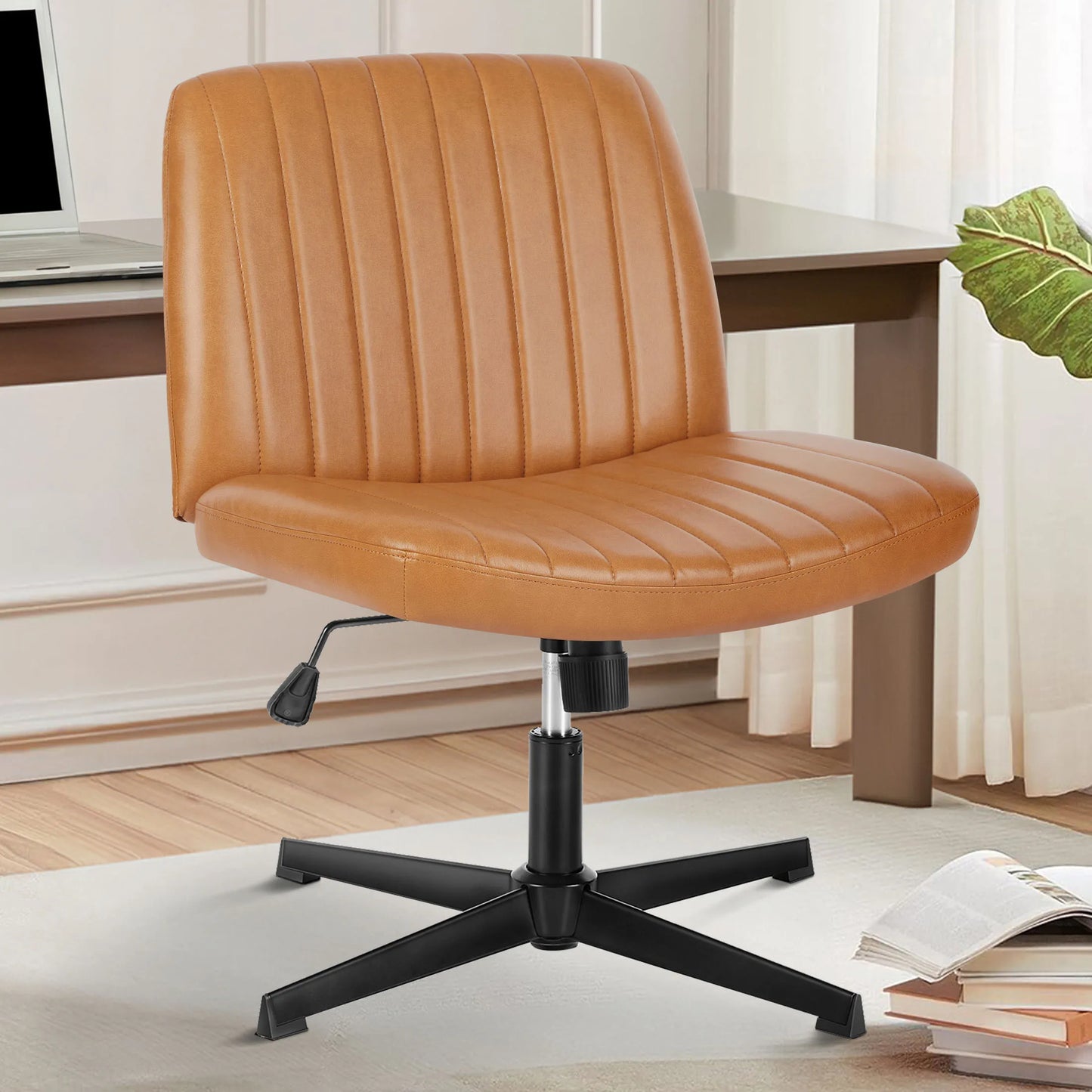 MCQ Ergonomic Armless PU Leather Office Chair Adjustable Backrest