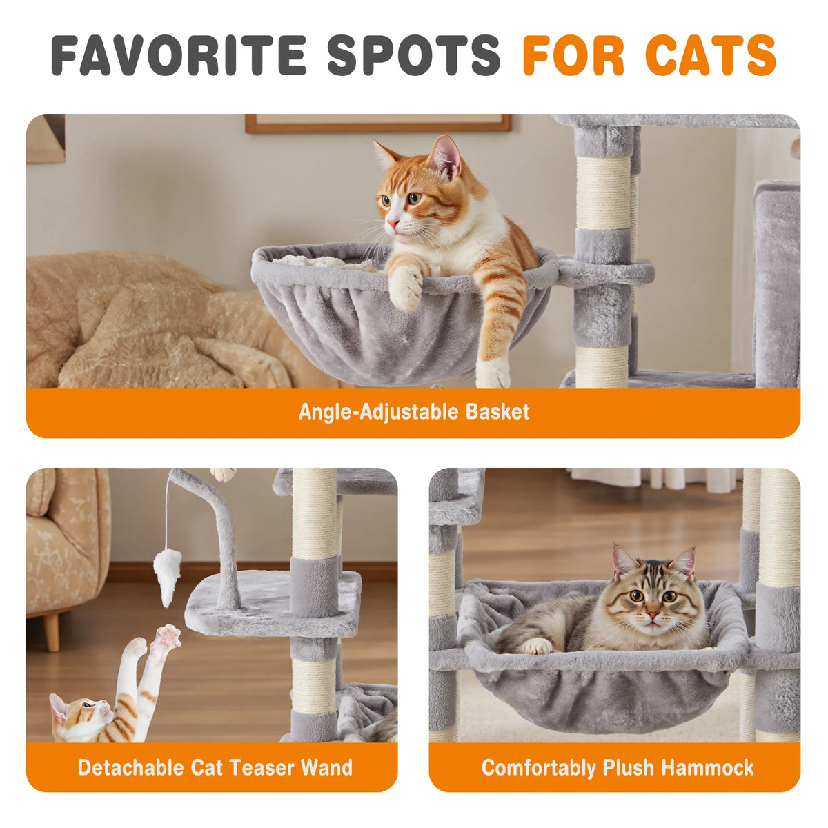 JHK Multi-Level Cat Tree With Scratching Posts And Pet House