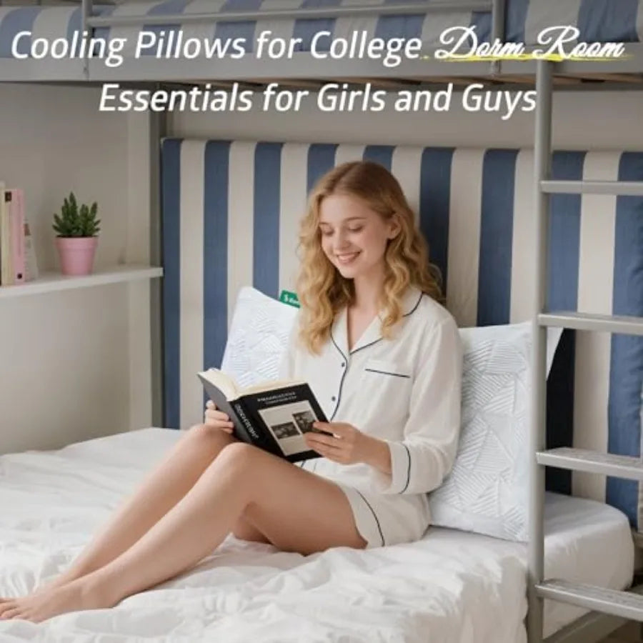 Cooling Pillow, Shredded Memory Foam Pillow for Hot Sleepers, Adjustable Firm Soft Support Pillows, Cool Bed Pillows for Side B