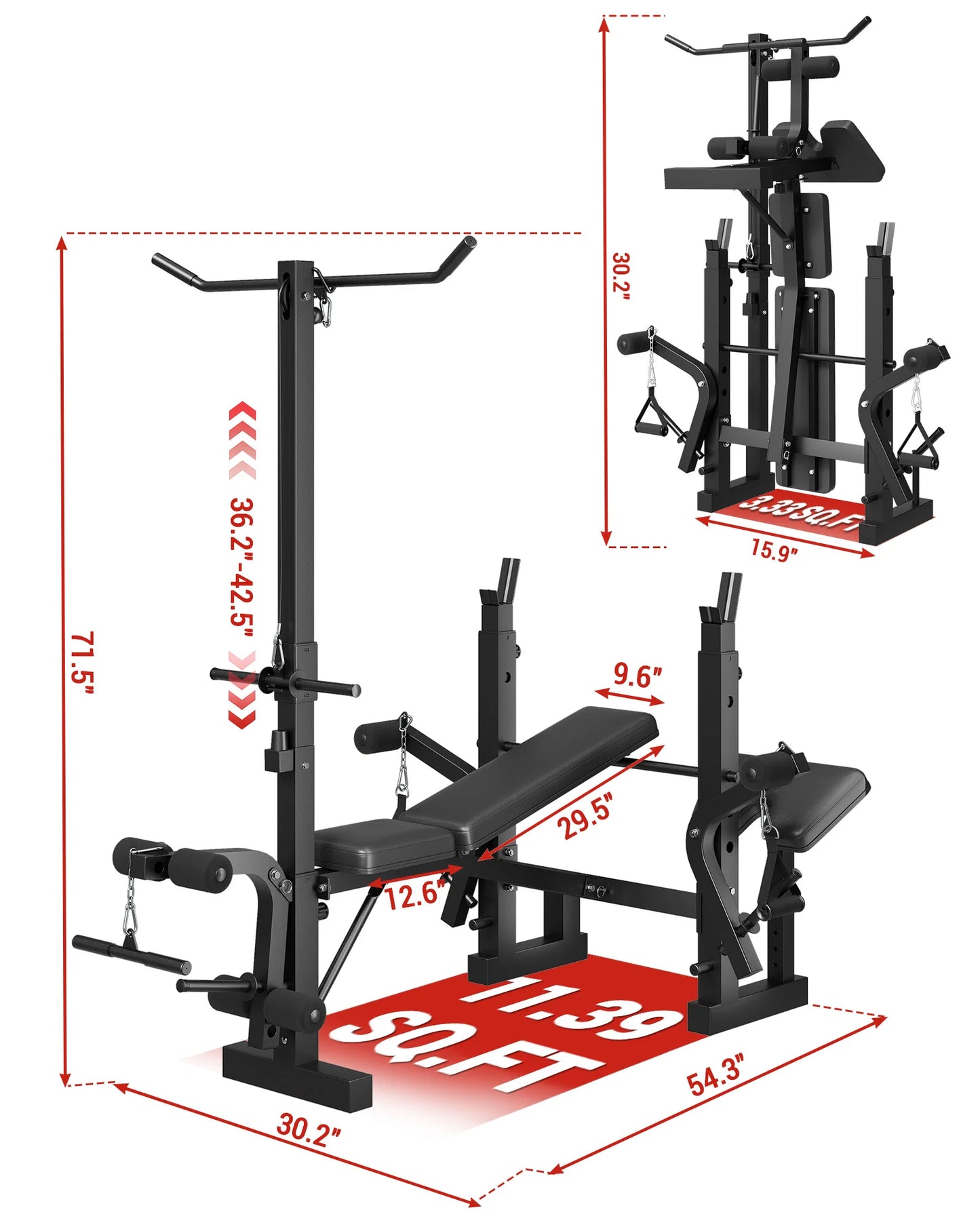 HiMISS Adjustable Weight Bench Set with Leg Developer and Preacher Pad