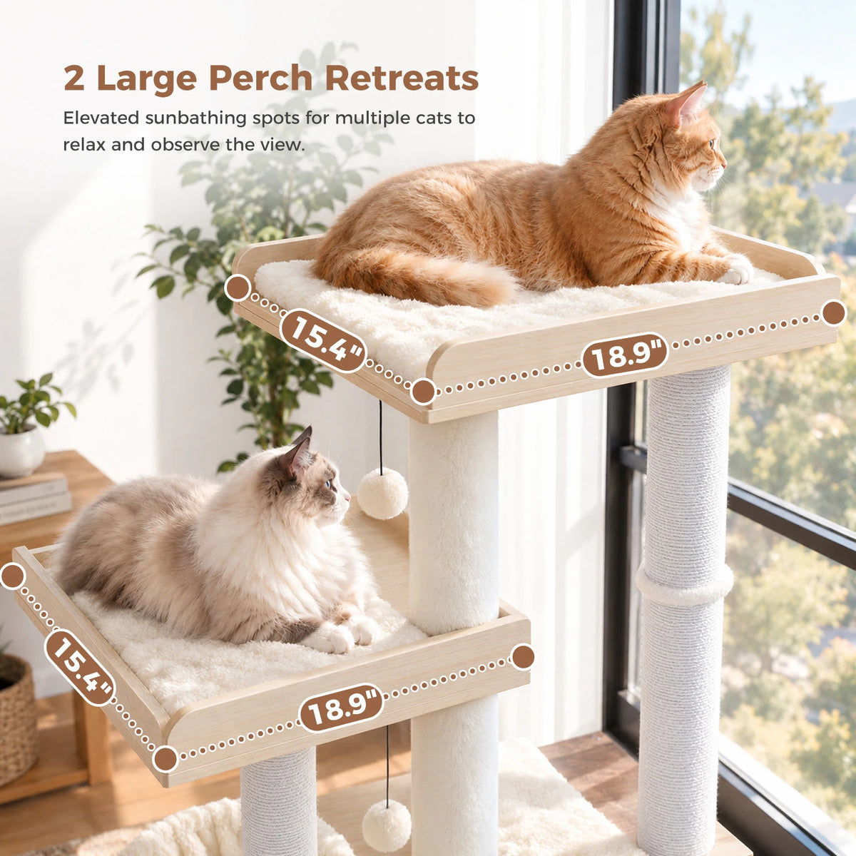 PAWZ Road Wood Cat Tree With Woven Bed And Perches