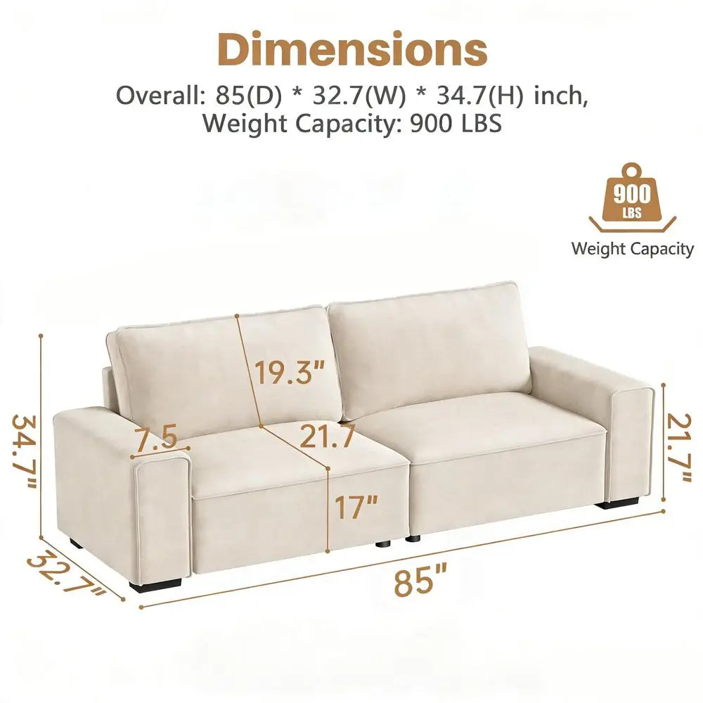 Chenille Cloud Sofa With Wide Armrests And Supportive Cushions