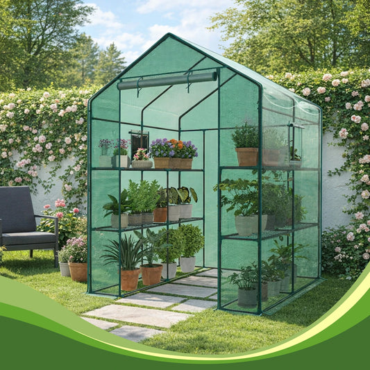 Portable Walk-In Greenhouse For Outdoor Plants With Screen Windows