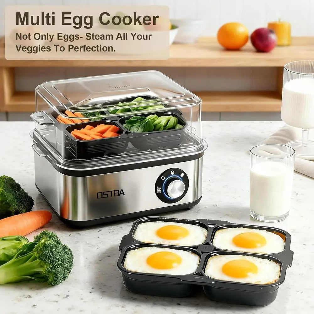 Egg Cooker, 8-Egg Electric Boiler or Hard Boiled Eggs | Omelet Bowl, Auto Shut-O, Sot Medium Hard Eggs, 500W Steam Cooking, Meas