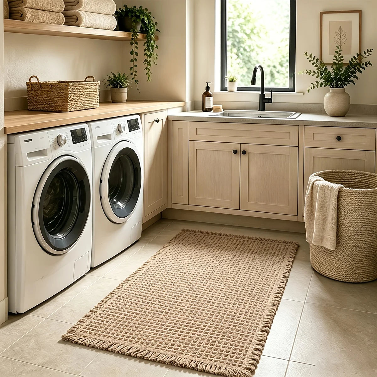 Waffle Bath Mat Non Slip Rubber Backed, Machine Washable, Ultra-Soft