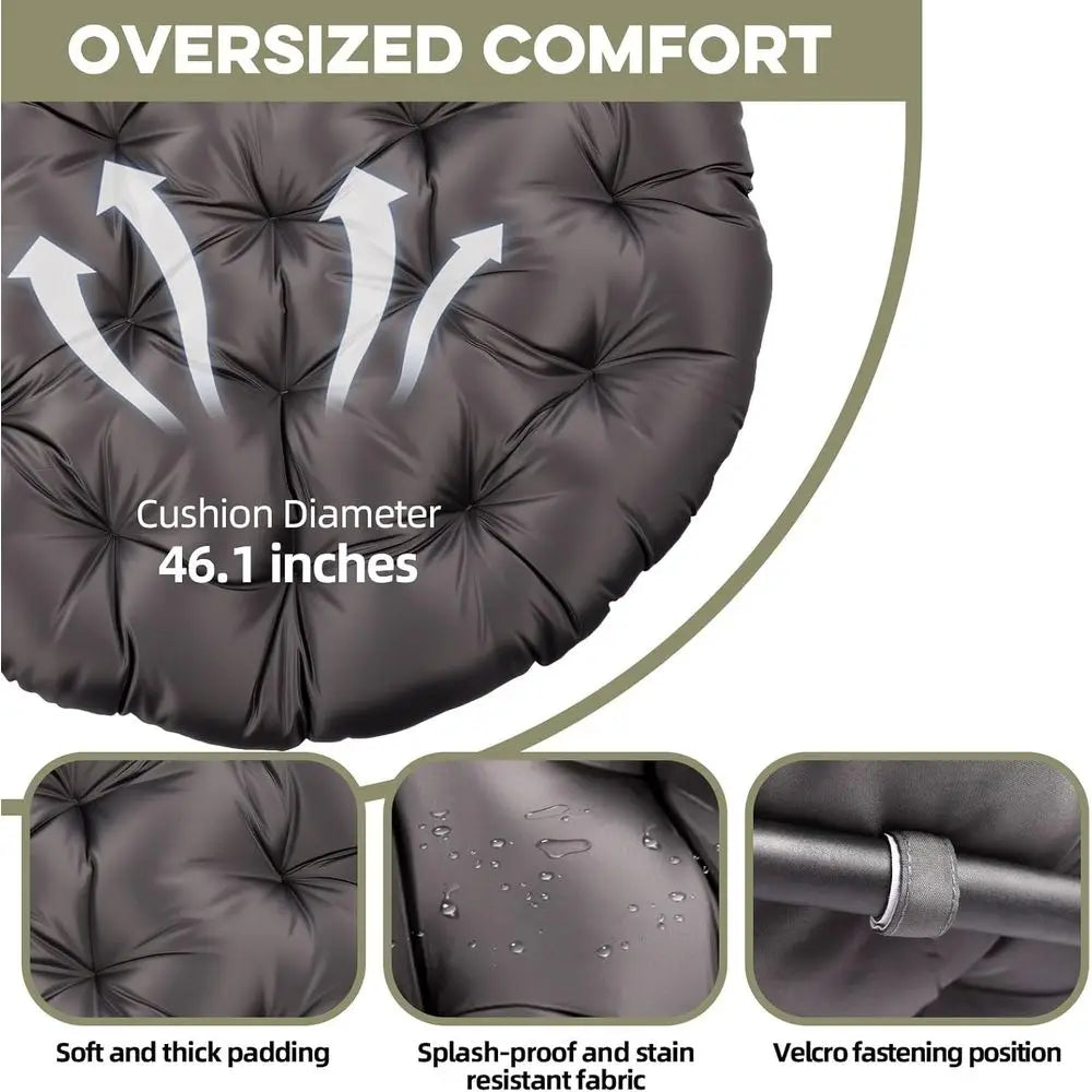 Hammock Hanging Chair with Stand Round-Shaped Swing Chair Indoor with Padded Cushion or Outdoor Bedroom Patio Balcony