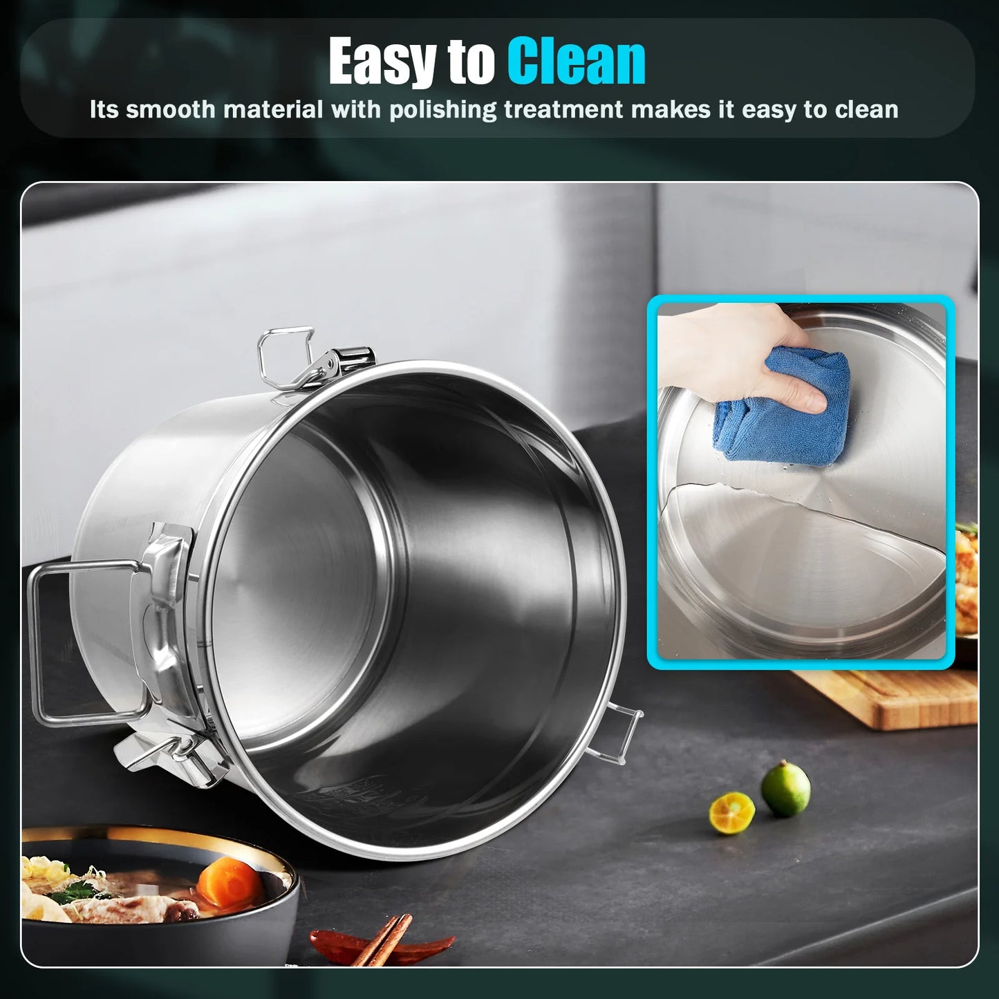 Bymaocar Stainless Steel Cereal Container Airtight Rice Oil Storage Bucket
