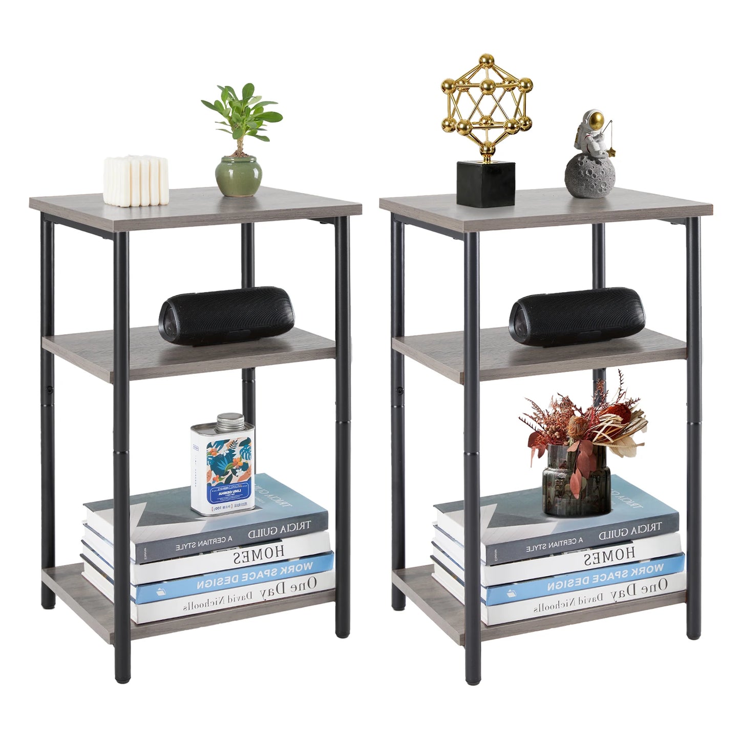 JHK 2 Tier End Table With Adjustable Feet For Living