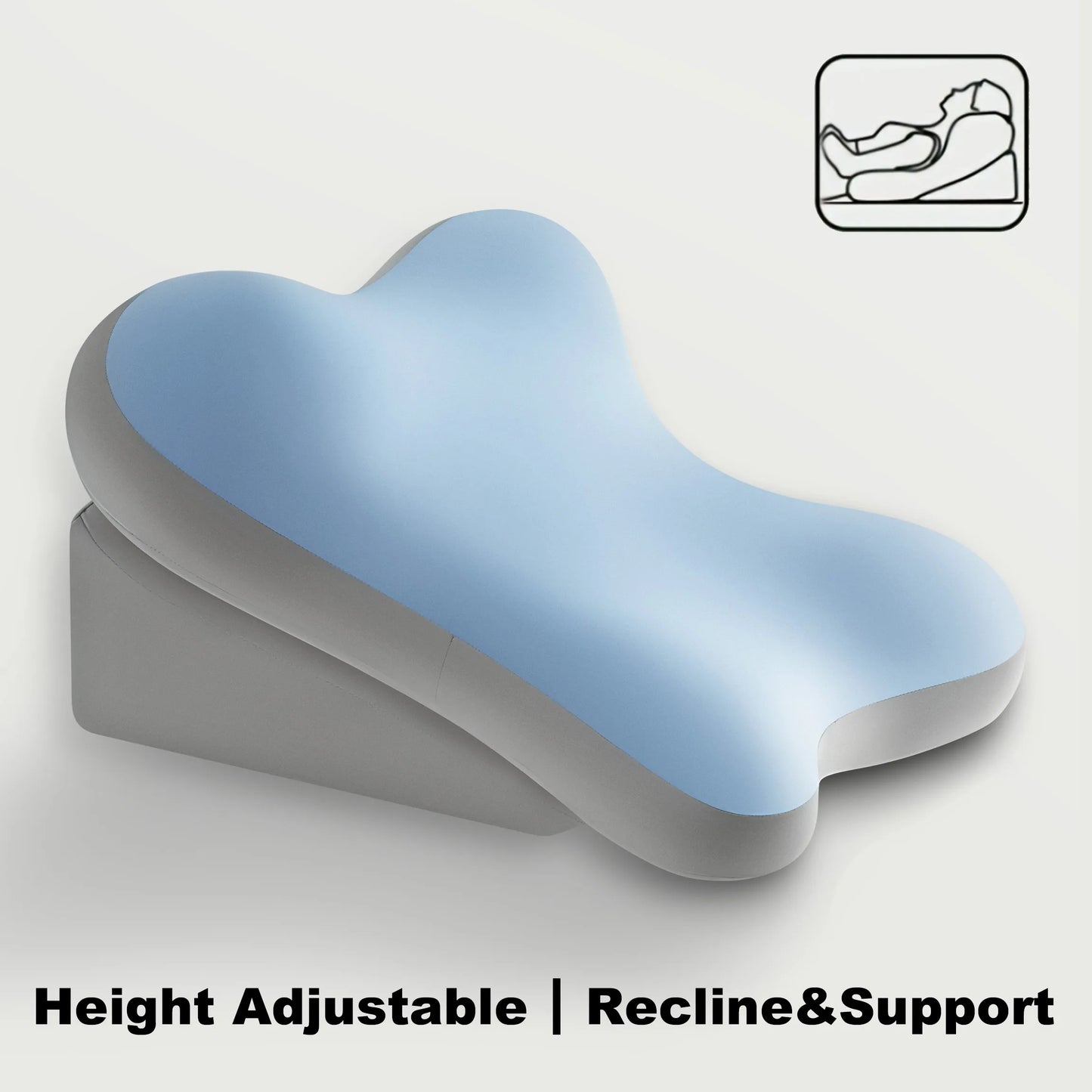 Adjustable Bed Wedge Pillow Memory Foam Backrest for Sitting up in Bed, Large Ergonomic Back Neck Lumbar Support Pillow for Reading Relaxing Gaming, 2-Piece Split Design, Non-Slip Base
