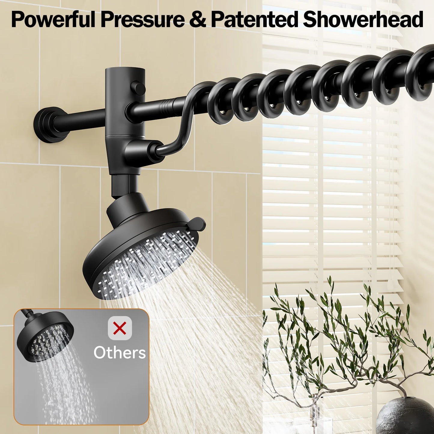 Tandem Dual Shower Head Adjustable Slider High Pressure Stainless Steel Wall Mounted