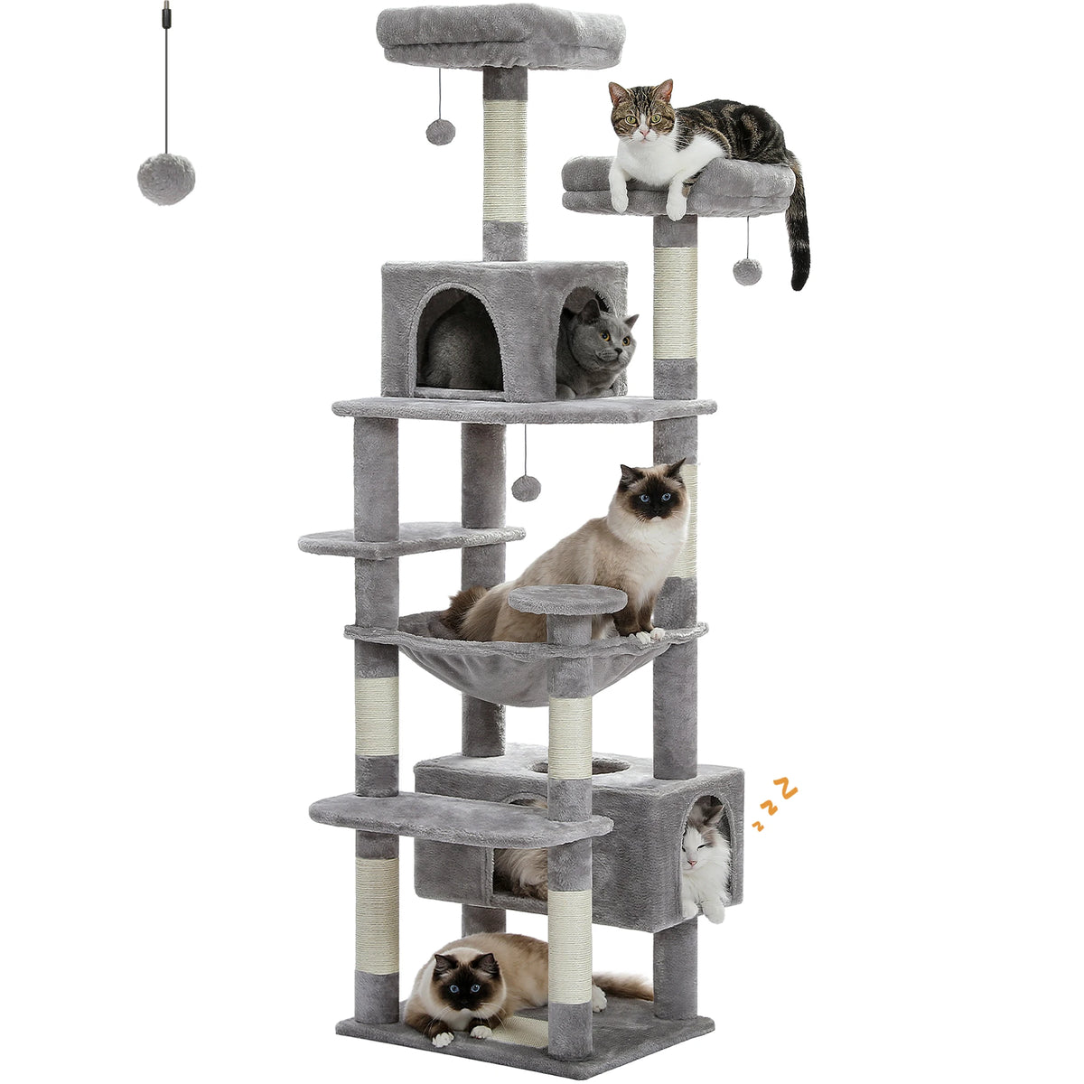 PEQULTI Multilevel Cat Tree Tower With Scratching Posts And Hammock