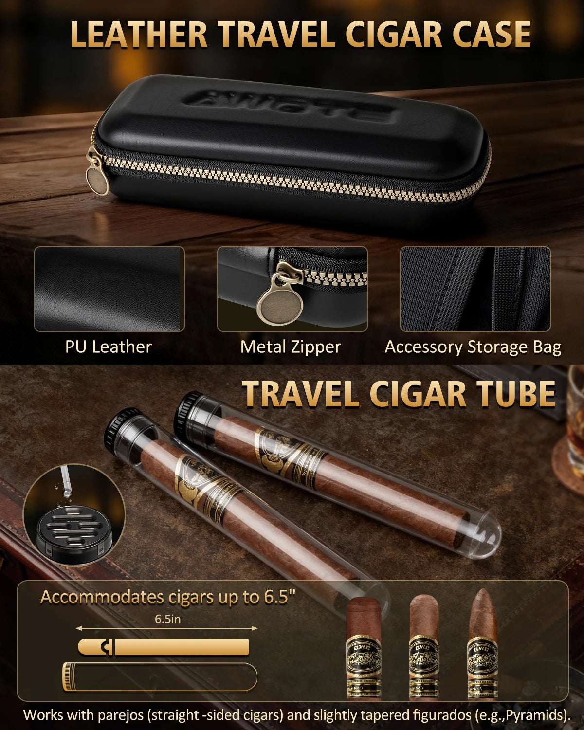 Premium Cedar Wood Cigar Humidor Gift Set With Hygrometer
