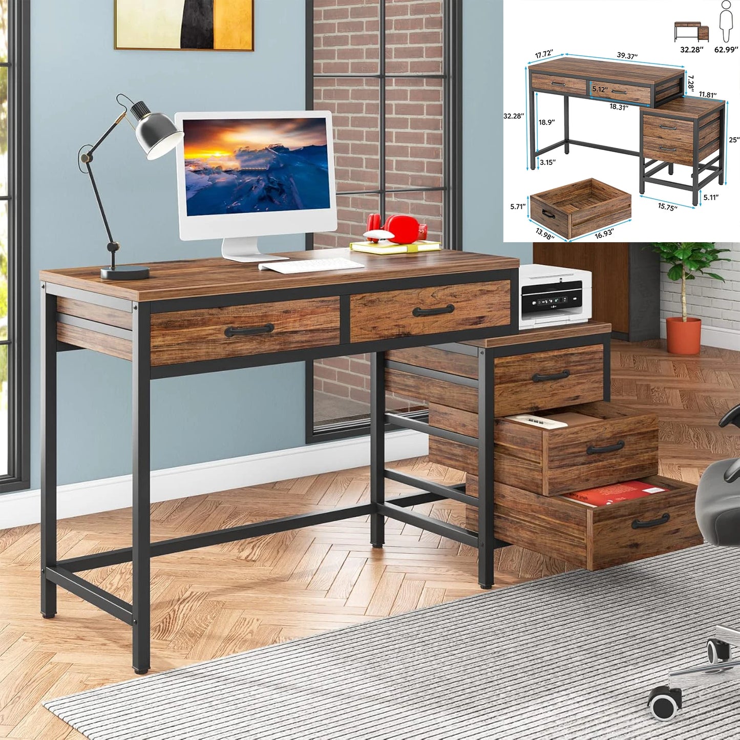 Little Tree L Shaped Computer Desk With Three Drawers