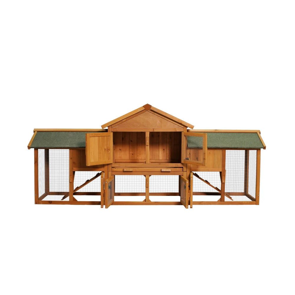Extra Large Bunny Cage with 2 Runs House Small Animal Habitats for Guinea Pigs Hamster Removable Tray Two Tier Waterproof Roof