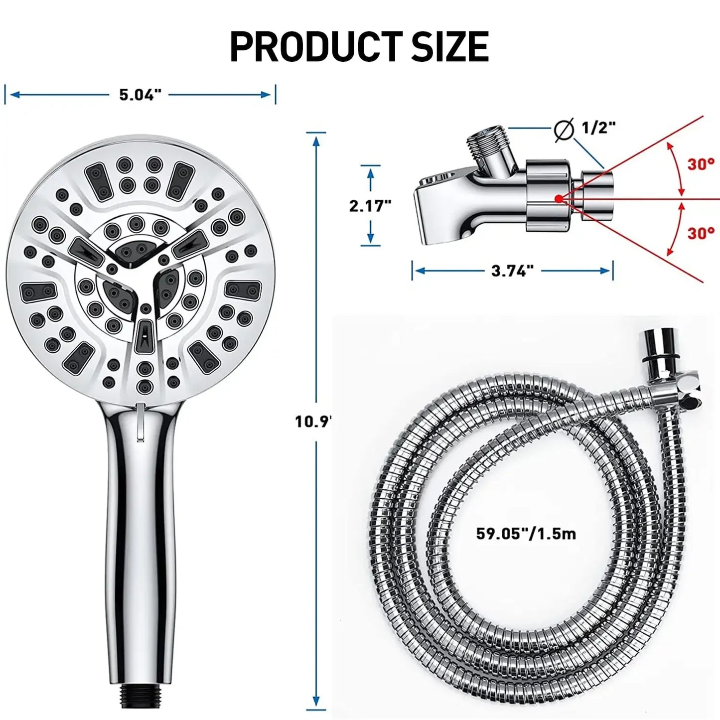 Shower Head With Handheld and High Pressure 10 Settings