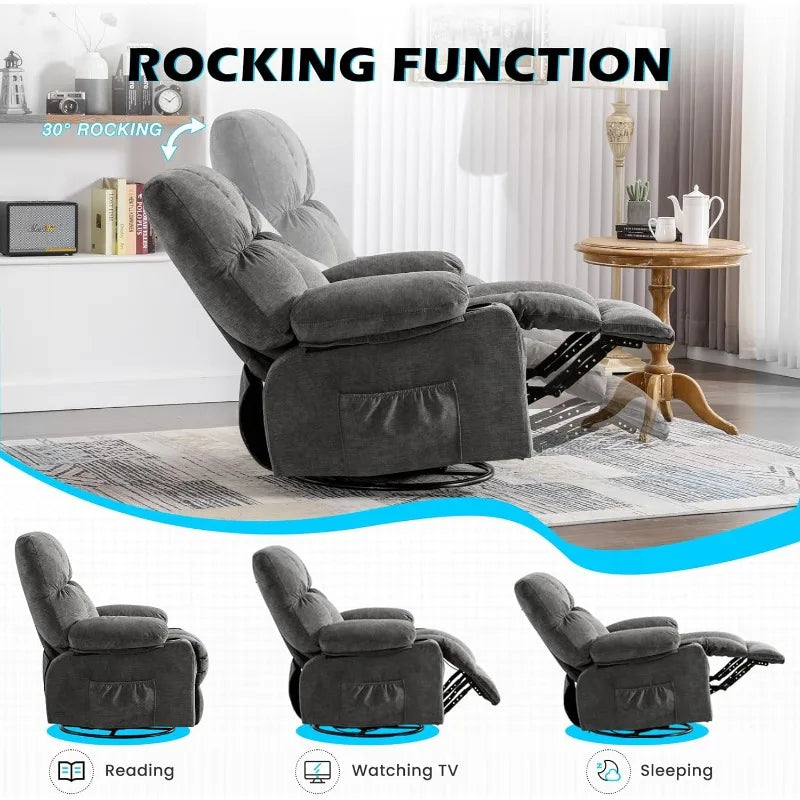 MAHOMICO Recliner Chair With Massage, Lumbar Heating, USB Port
