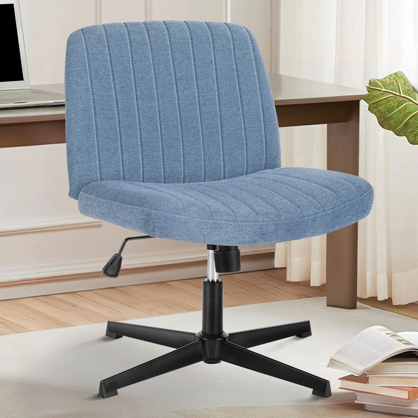 MCQ Ergonomic Armless PU Leather Office Chair Adjustable Backrest