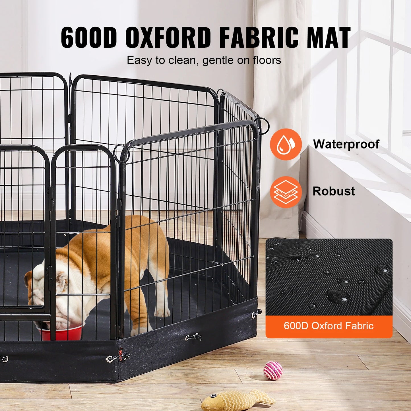 SucceBuy Dog Playpen 8 Pcs 24x24in Panels Foldable Metal Pet Exercise Pen Dog Fence Indoor Outdoor Pen with Door for Dogs, Cats