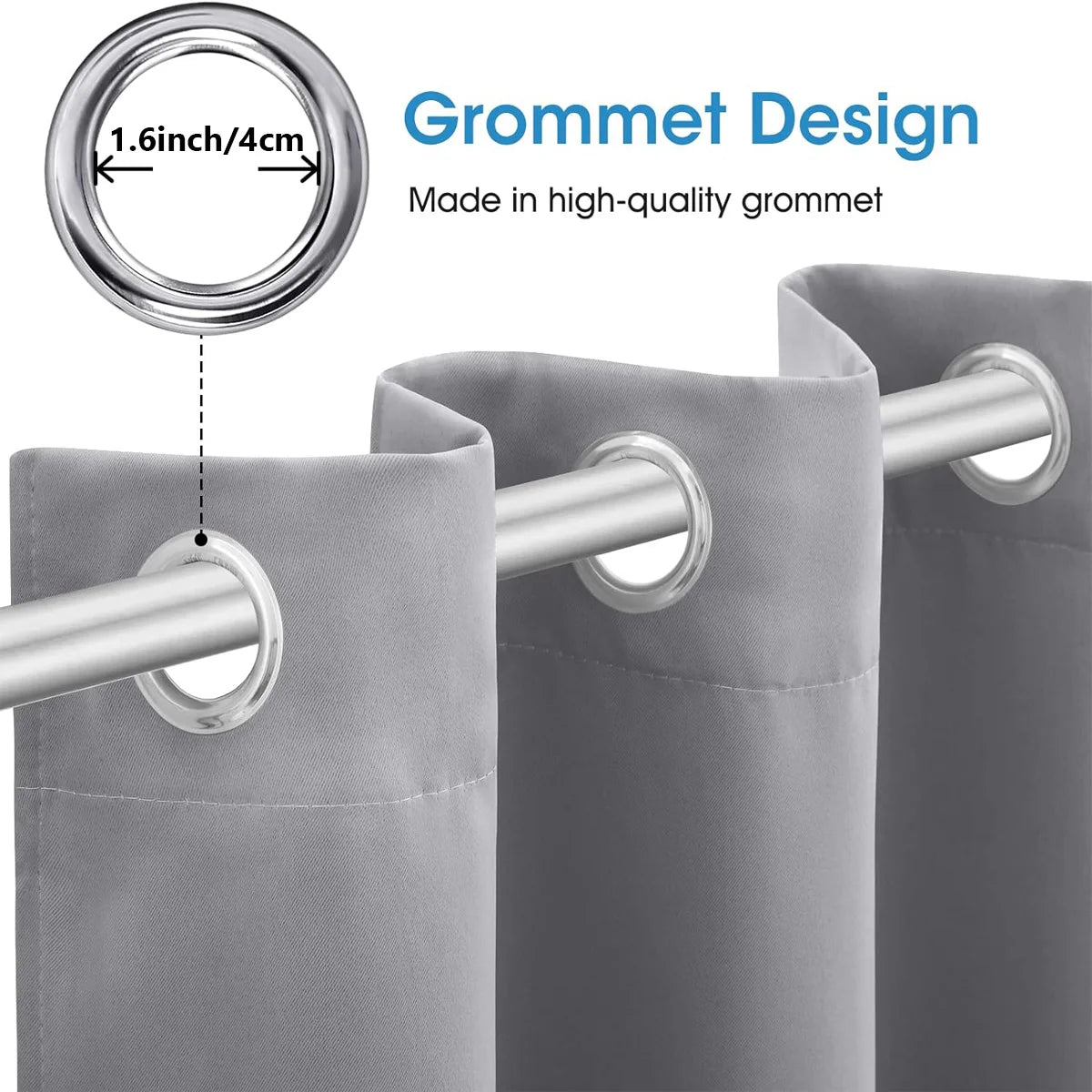 Blackout Curtains 4-Piece Heat Insulated Grommet Set For Bedroom