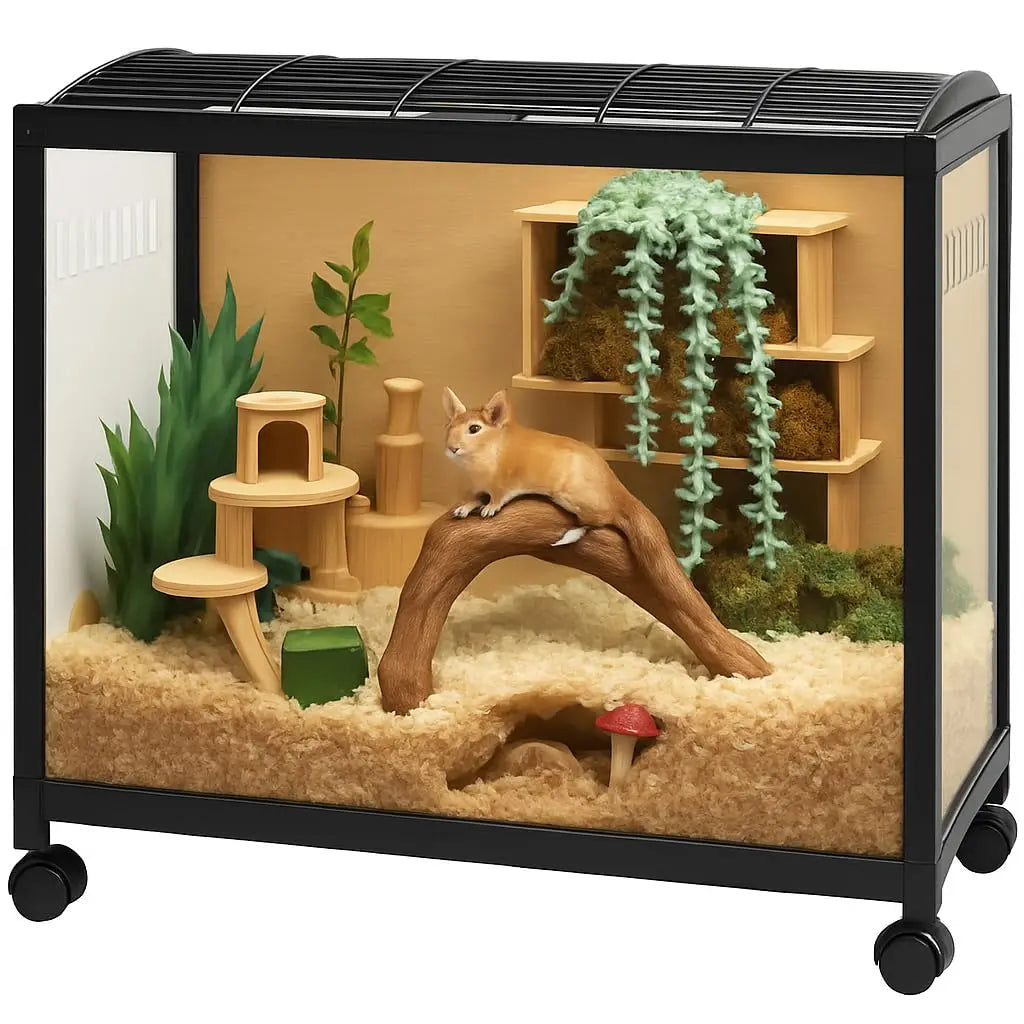 Studyset Hamster Cage With 360 Degree Viewing Wheels Chew Proof Doors