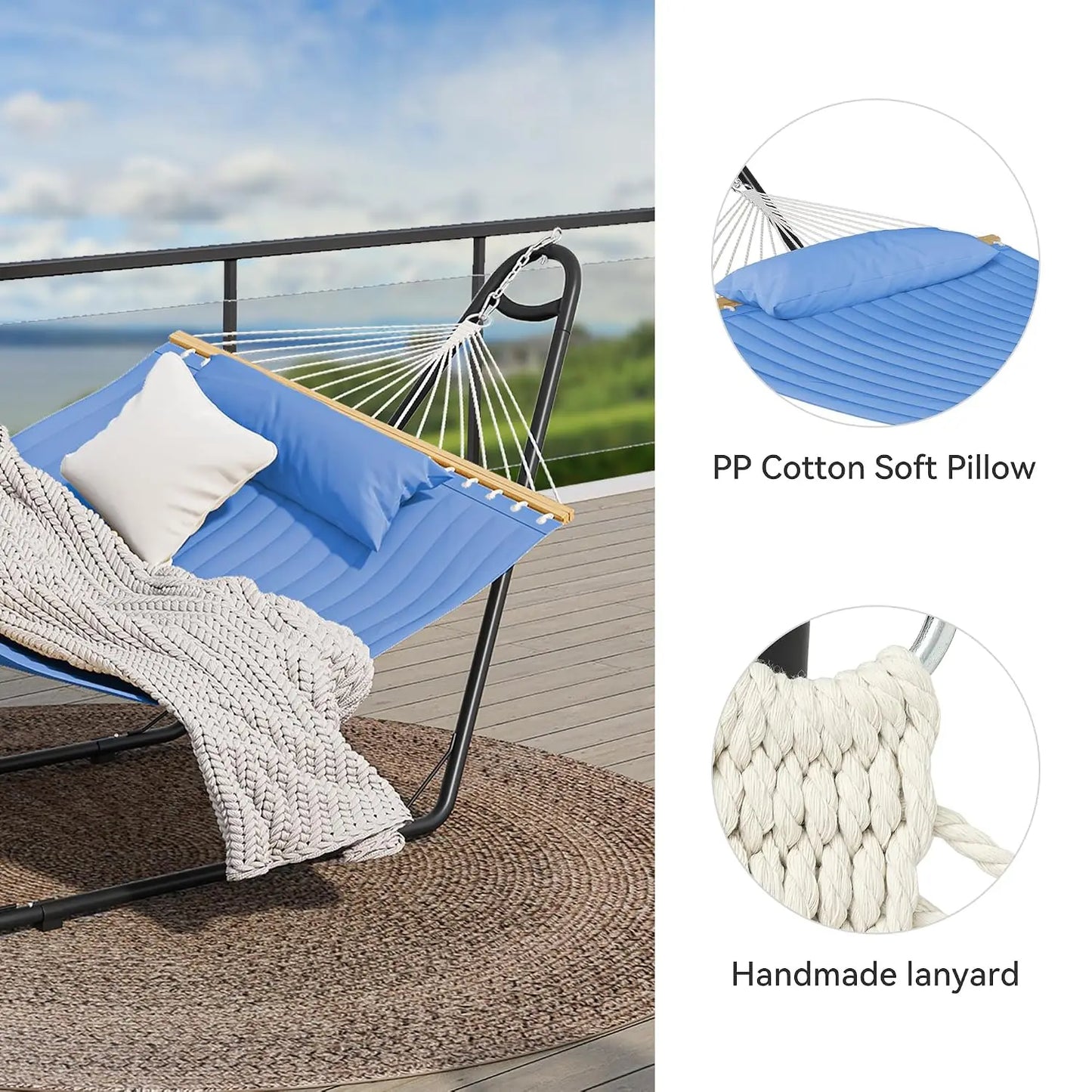 Hammock with Stand Included Hammock Heavy Duty Hammocks Waterproof Portable Hammock with Pillow Storage Bags 450lbs, Customized