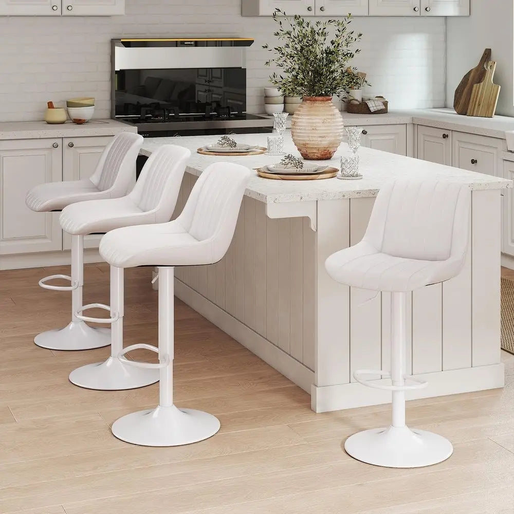 Bar Stools Set of 4, Swivel Counter Height Barstools with Back, Adjustable PU Leather Bar Chairs, Modern Armless Kitchen Island