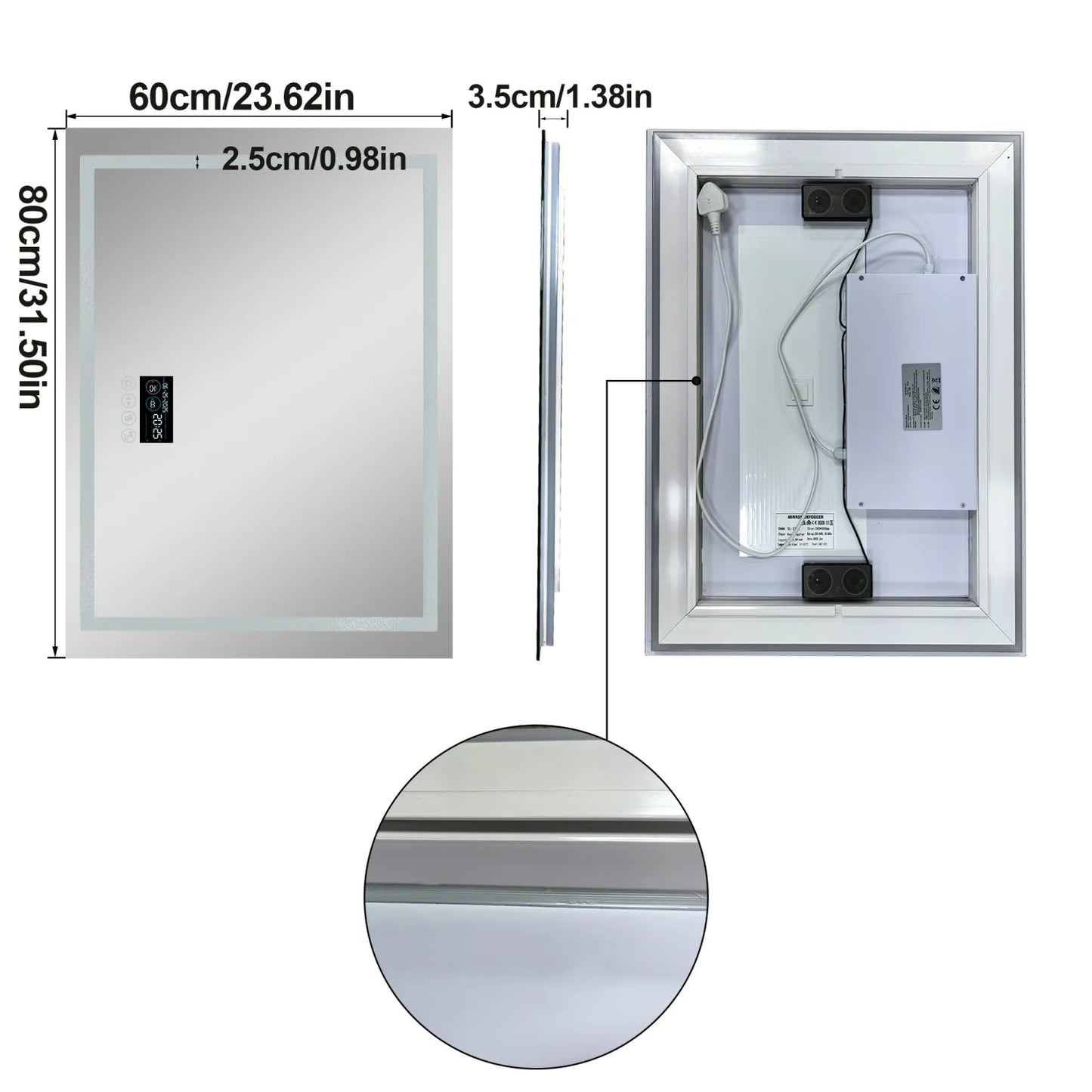 Bluetooth LED Bathroom Mirror With Dual Speakers Antifog Backlight Dimmable