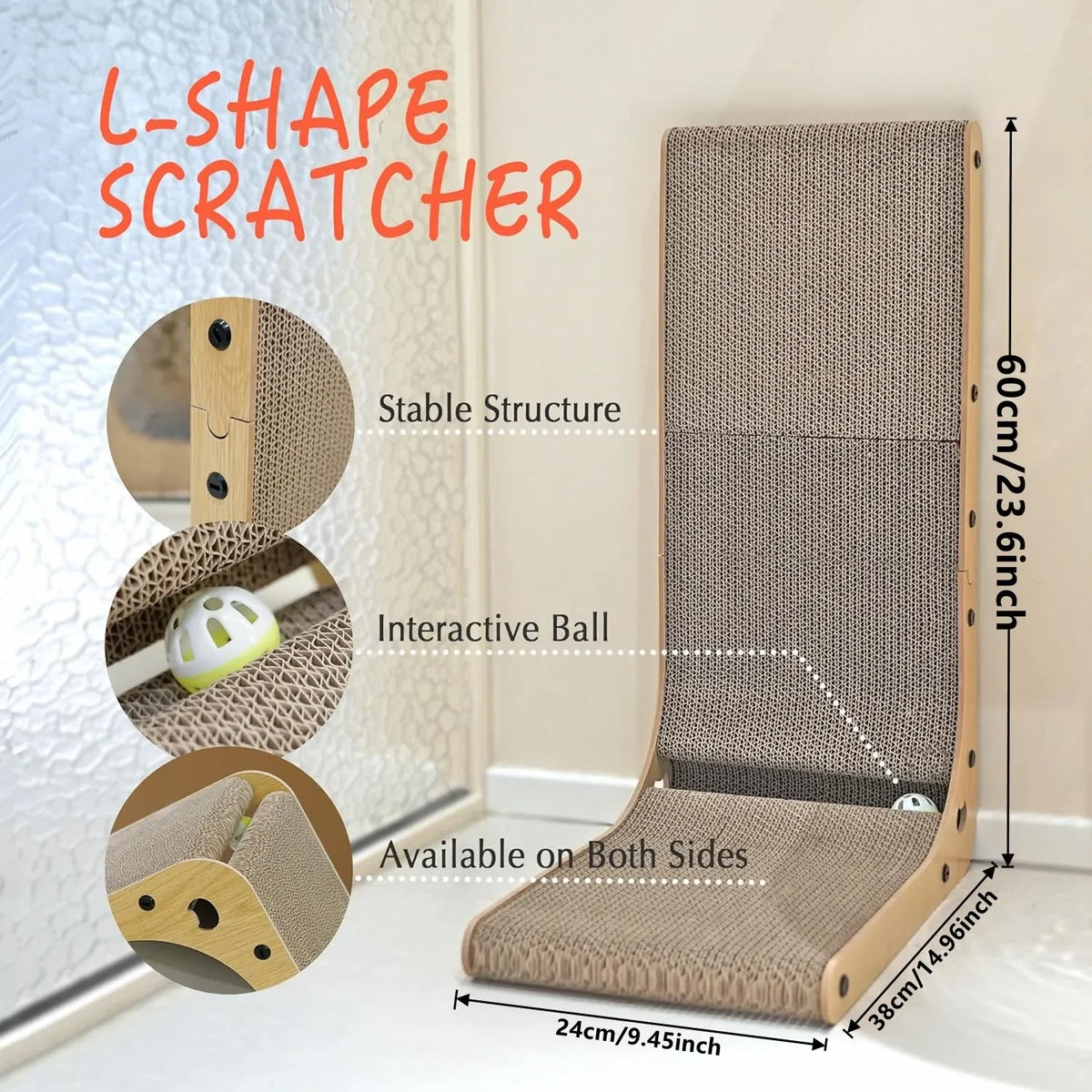 L Shape Cardboard Indoor Cat Scratching Post For Feline Pets