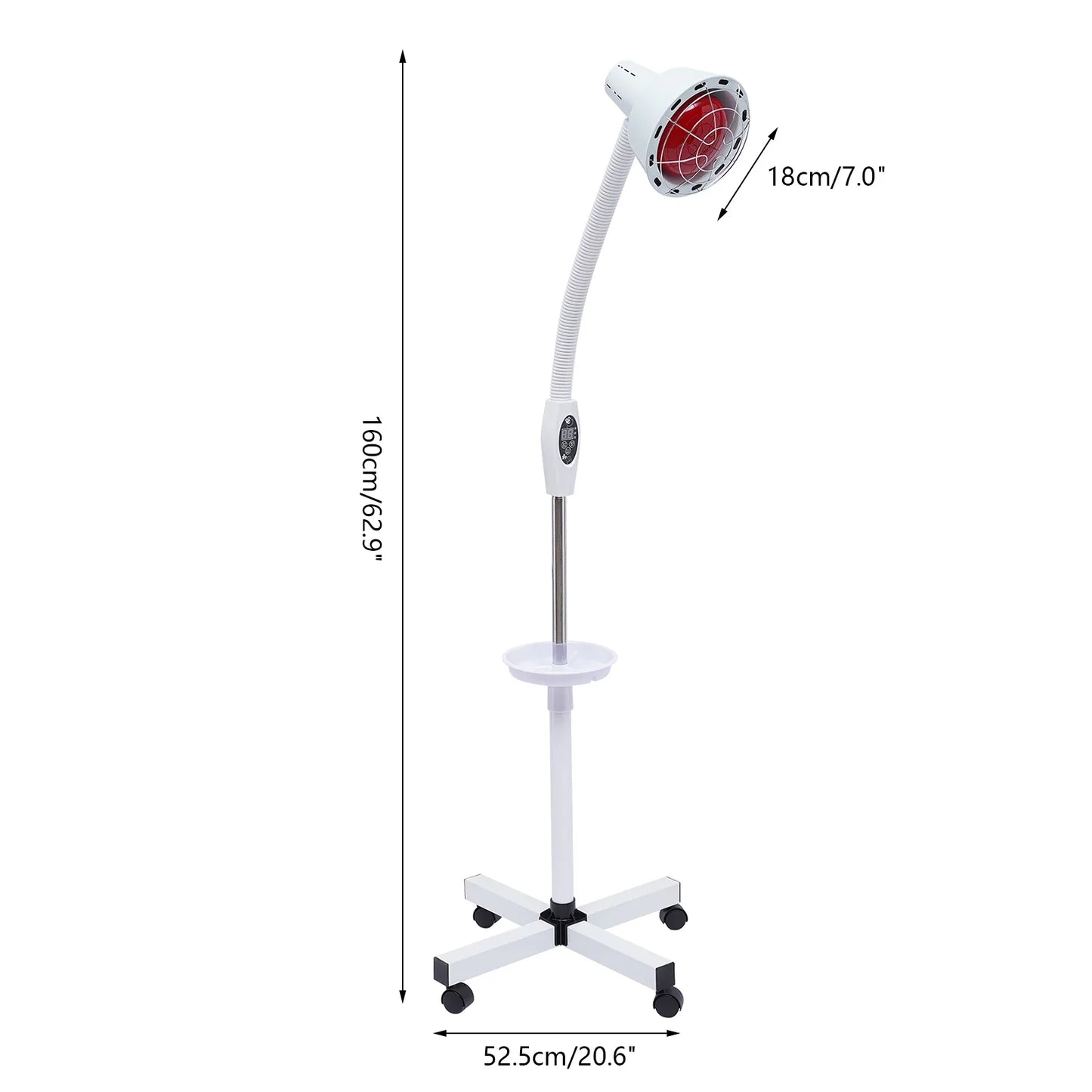 Bymaocar 275W Infrared Heat Lamp With Flexible Arm Remote 110V