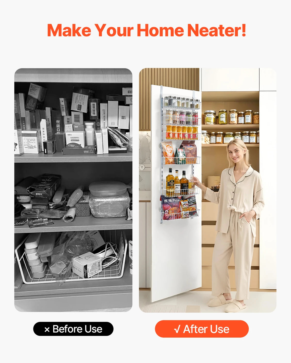 SucceBuy Heavy Duty Over The Door Pantry Organizer Rack