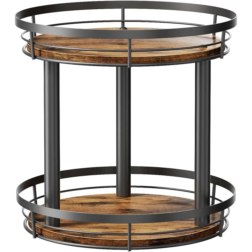 10 Wood Lazy Susan Spice Rack Organizer, 2 Tier Spice Organization, Countertop, Kitchen, Table Top, Pantry, Condiment and Season