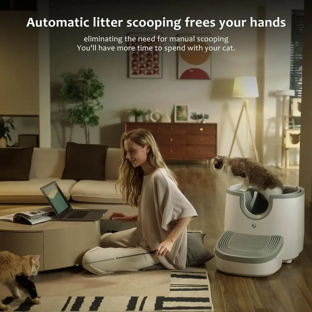 Automatic Self Cleaning Litter Box For Multiple Cats Features Safety