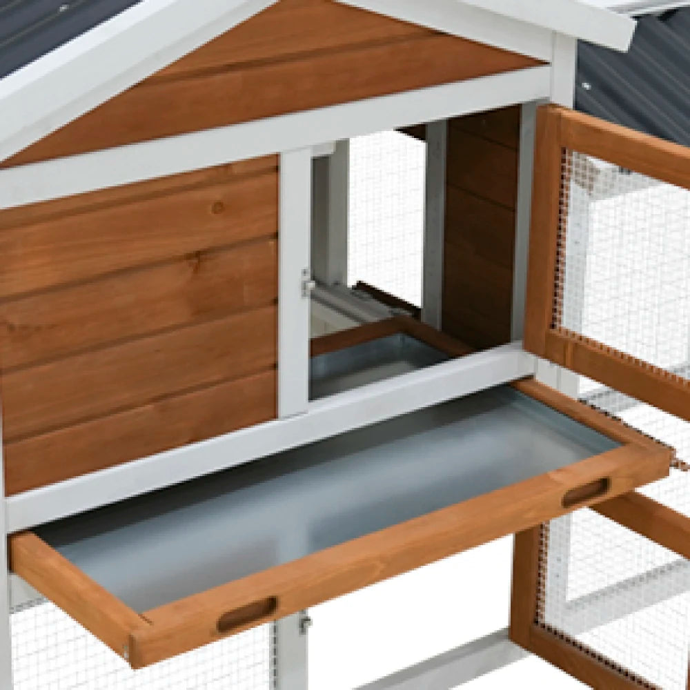 Wooden Outdoor Indoor Roof Waterproof Bunny Hutch Rabbit Cage Guinea Pig Coop PET House for Small To Medium Animals with Stairs