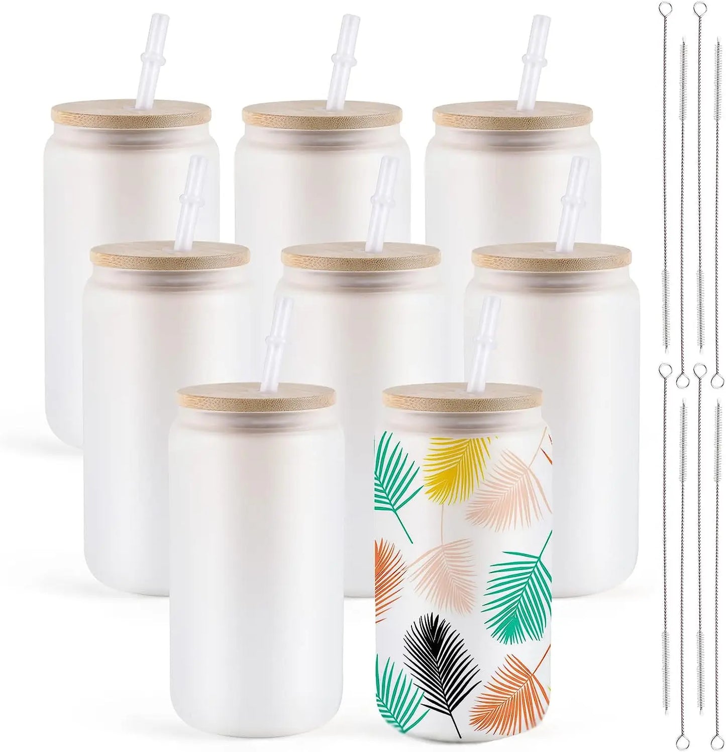 HTVRONT Sublimation Glass Tumblers With Bamboo Lid