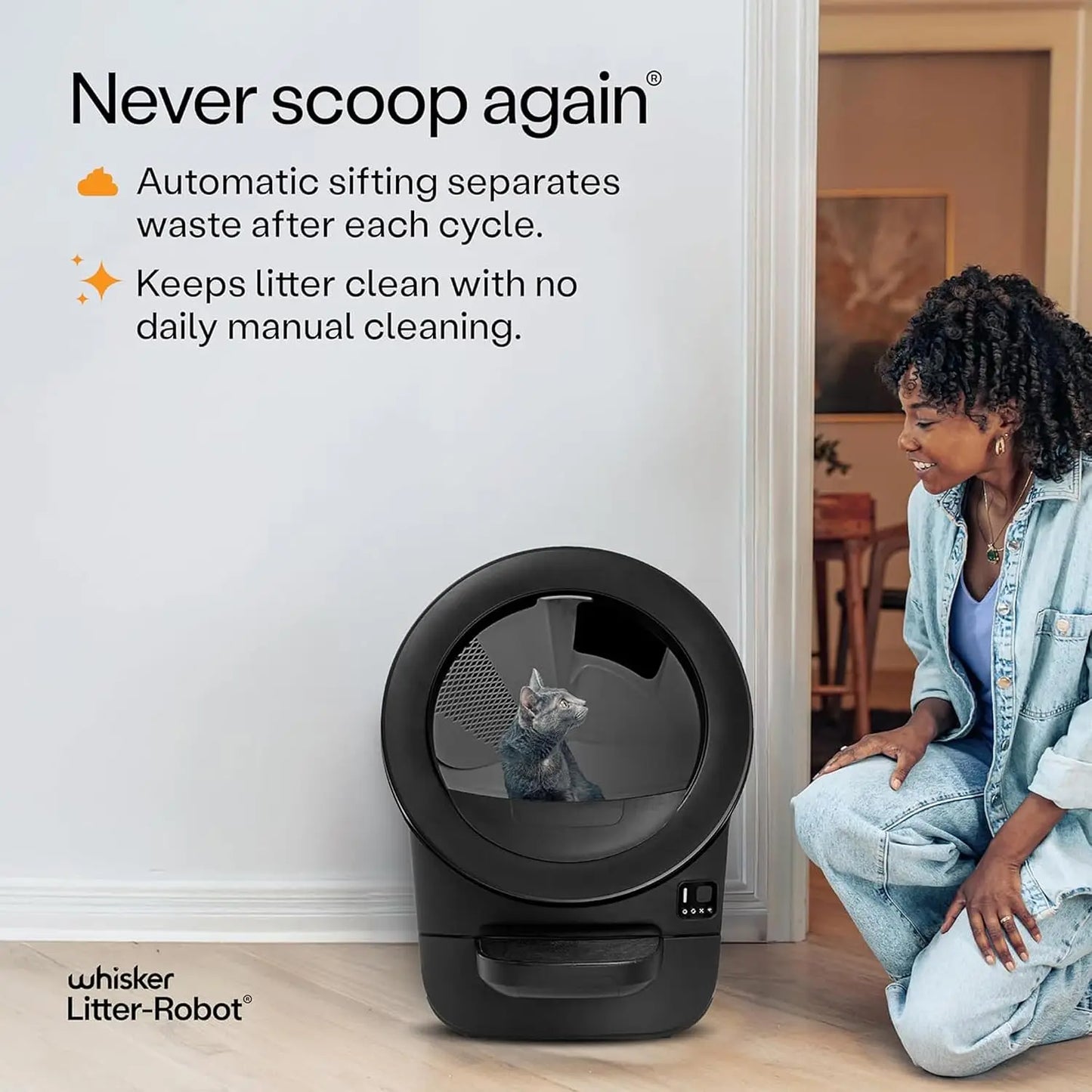 Litter-Robot EVO by , Black - Automatic Self-Cleaning Cat Litter Box, Compact Space-Saving Design, Advanced Odor, Customized