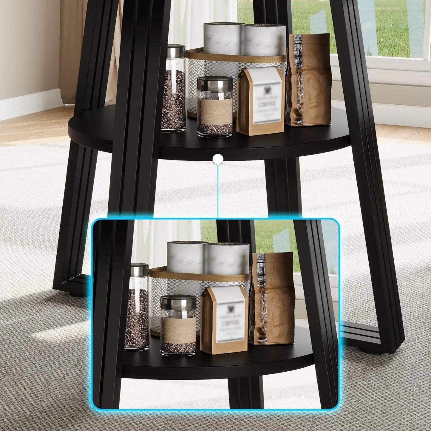 HobbyLane Farmhouse Round Dining Table With Open Storage Shelf