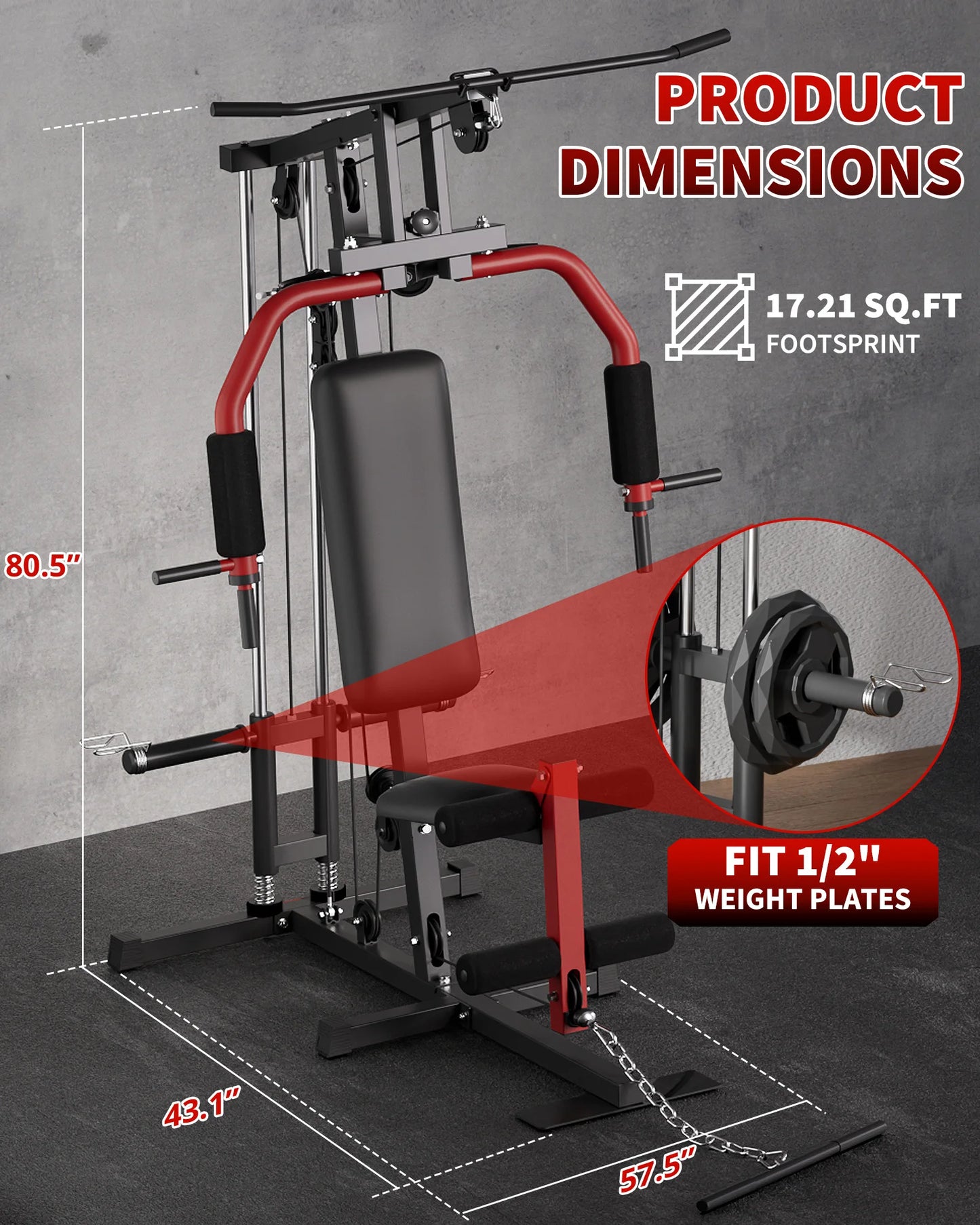 HiMiss 5In1 Home Gym Lat Pulldown Chest Press Seated Row