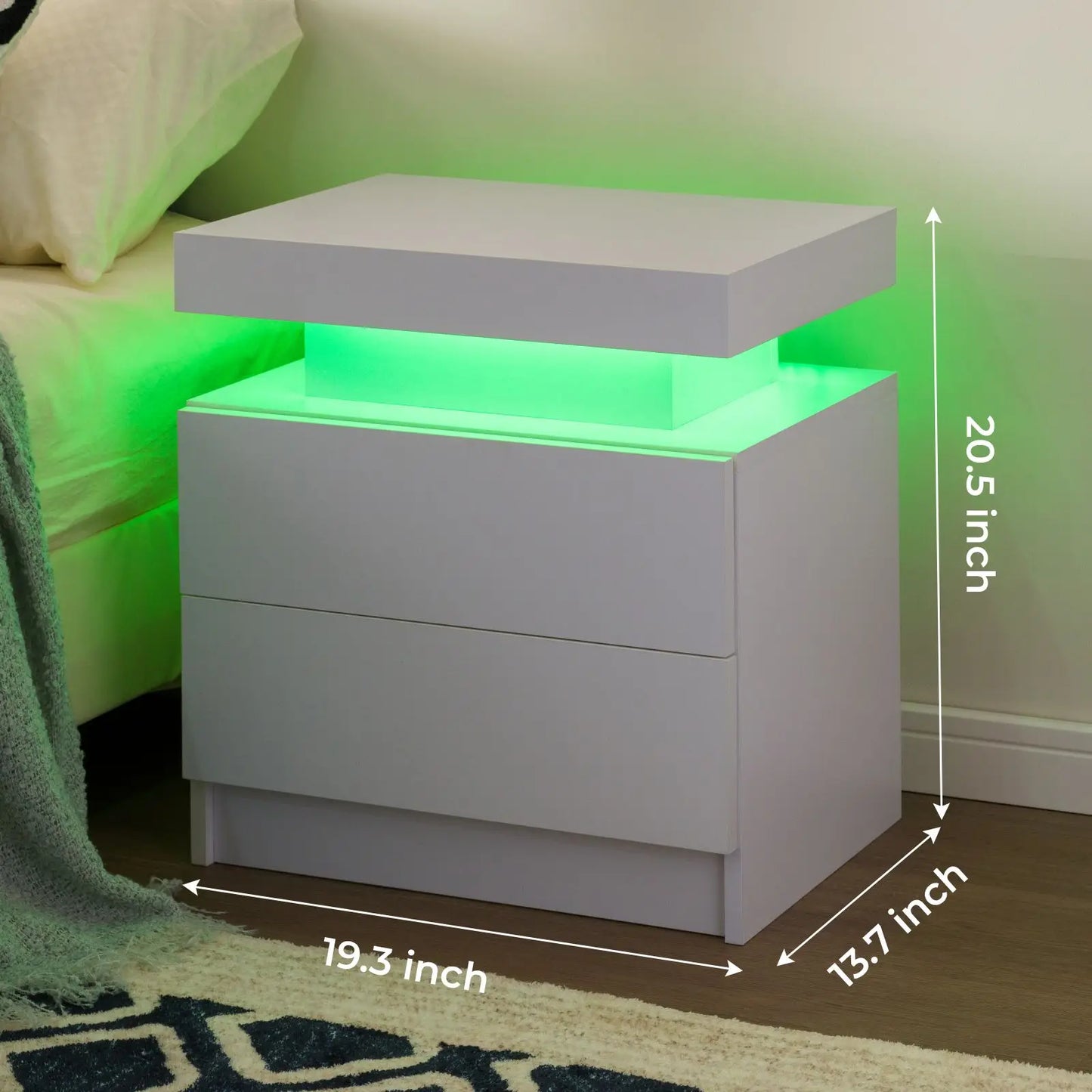 Cubehom Modern Minimalist Nightstand Set With LED Lights