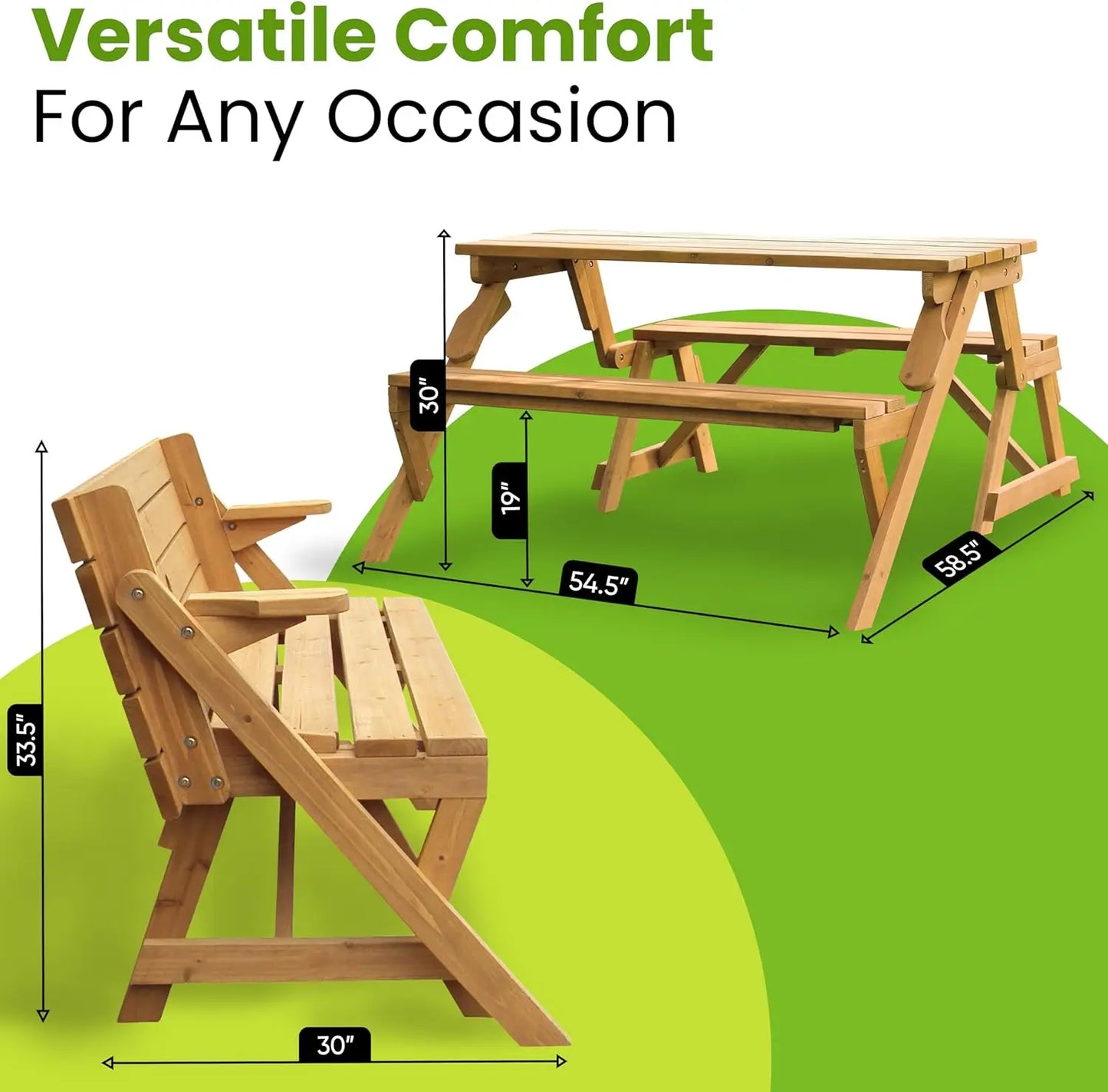 Merry Garden Interchangeable Wooden Picnic Bench And Table Outdoor Patio