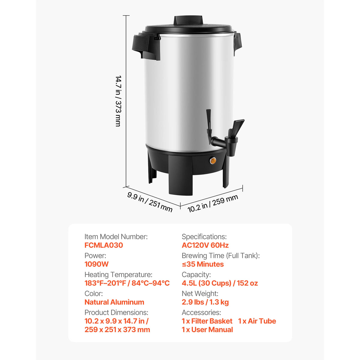 SucceBuy Commercial Coffee Urn Hot Beverage Dispenser With Dripless Faucet