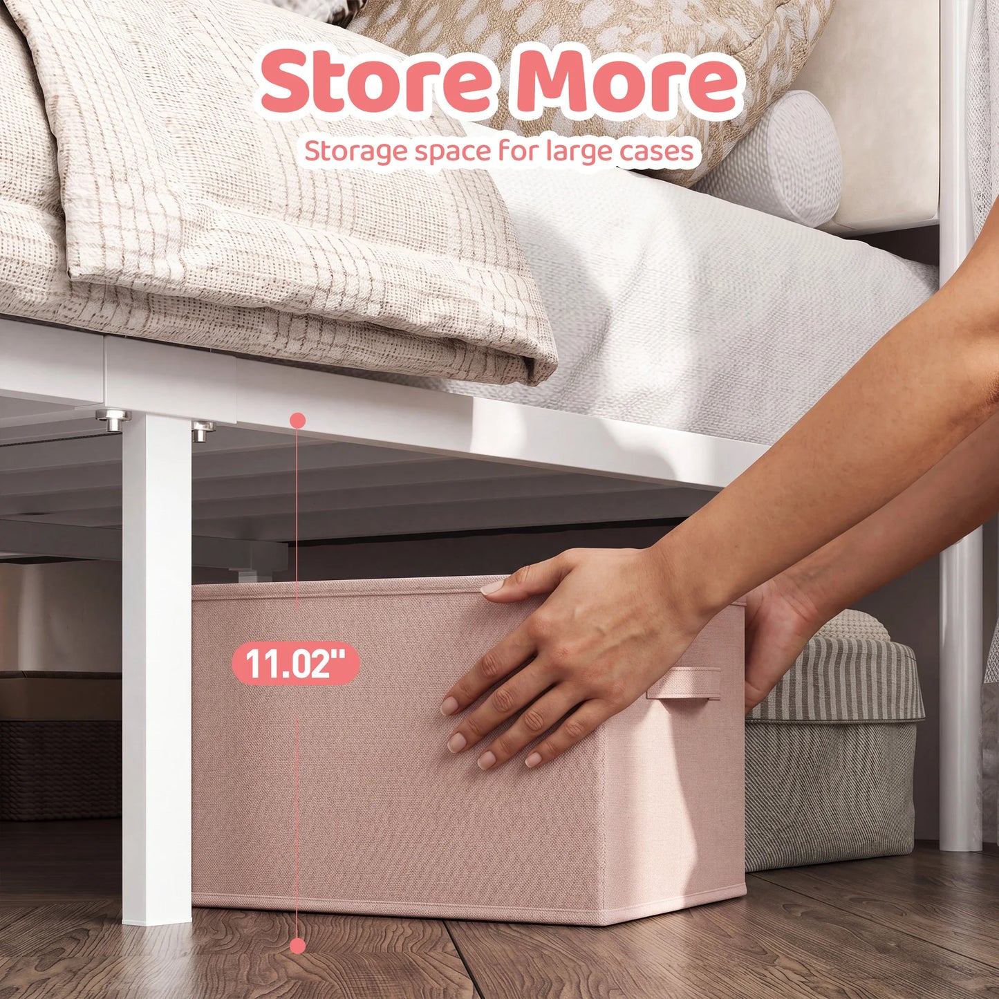 EnHomee Canopy Bed Frame With Charging Station And LED Lights