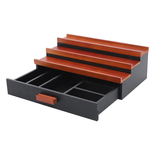 Wood 3 Tier Perfume Organizer With Drawer Display Stand