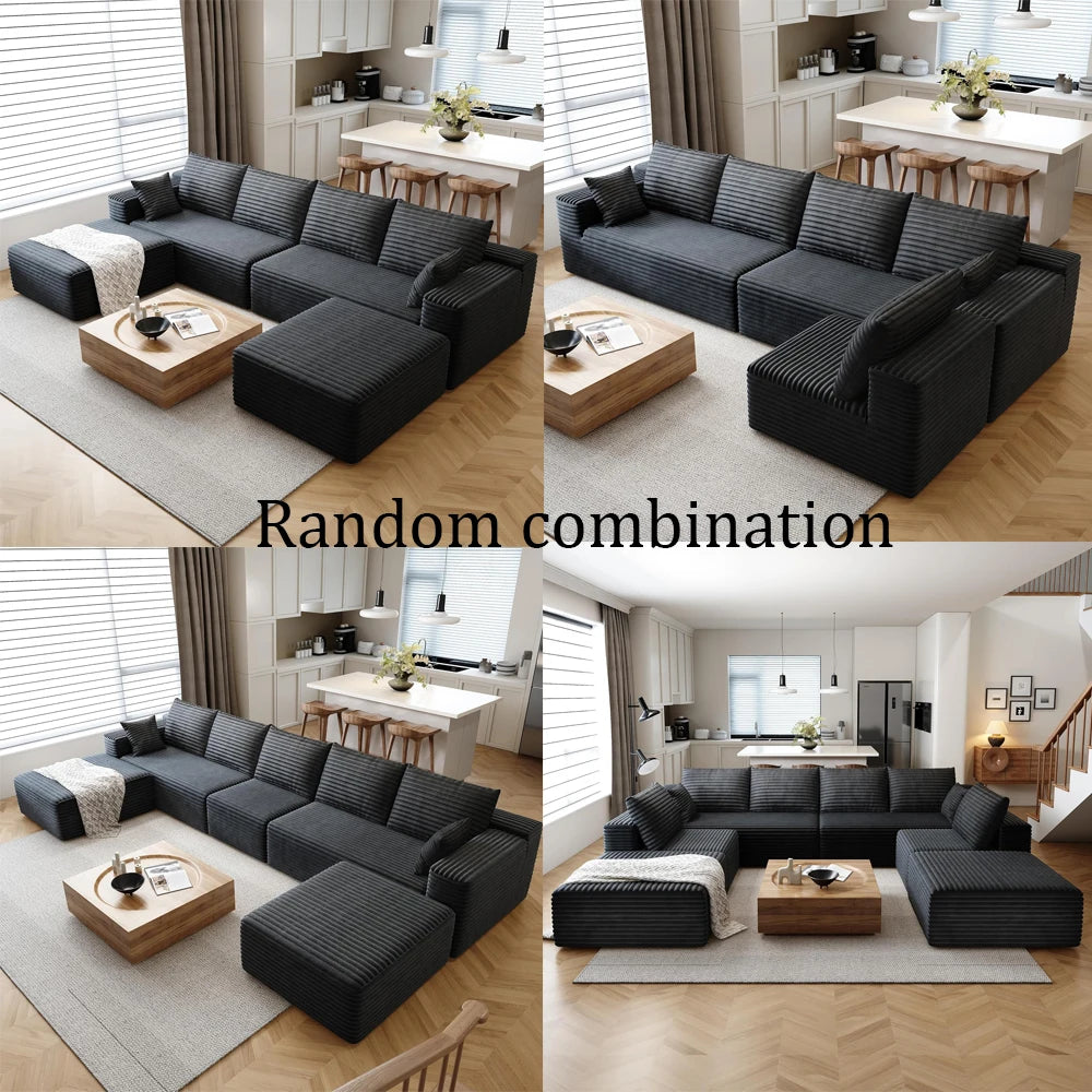 YQXH Cloud Style Corduroy Modular Sectional Sofa Cushions Memory Foam