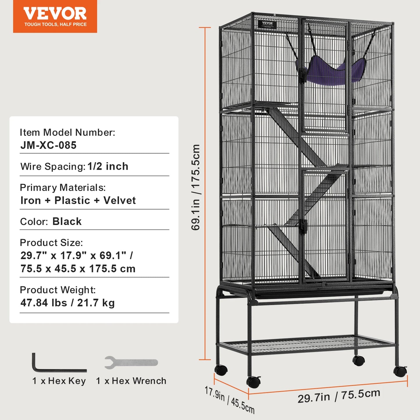 SucceBuy Rolling Metal Ferret Cage 4-Tier Critter Nation Small Pets