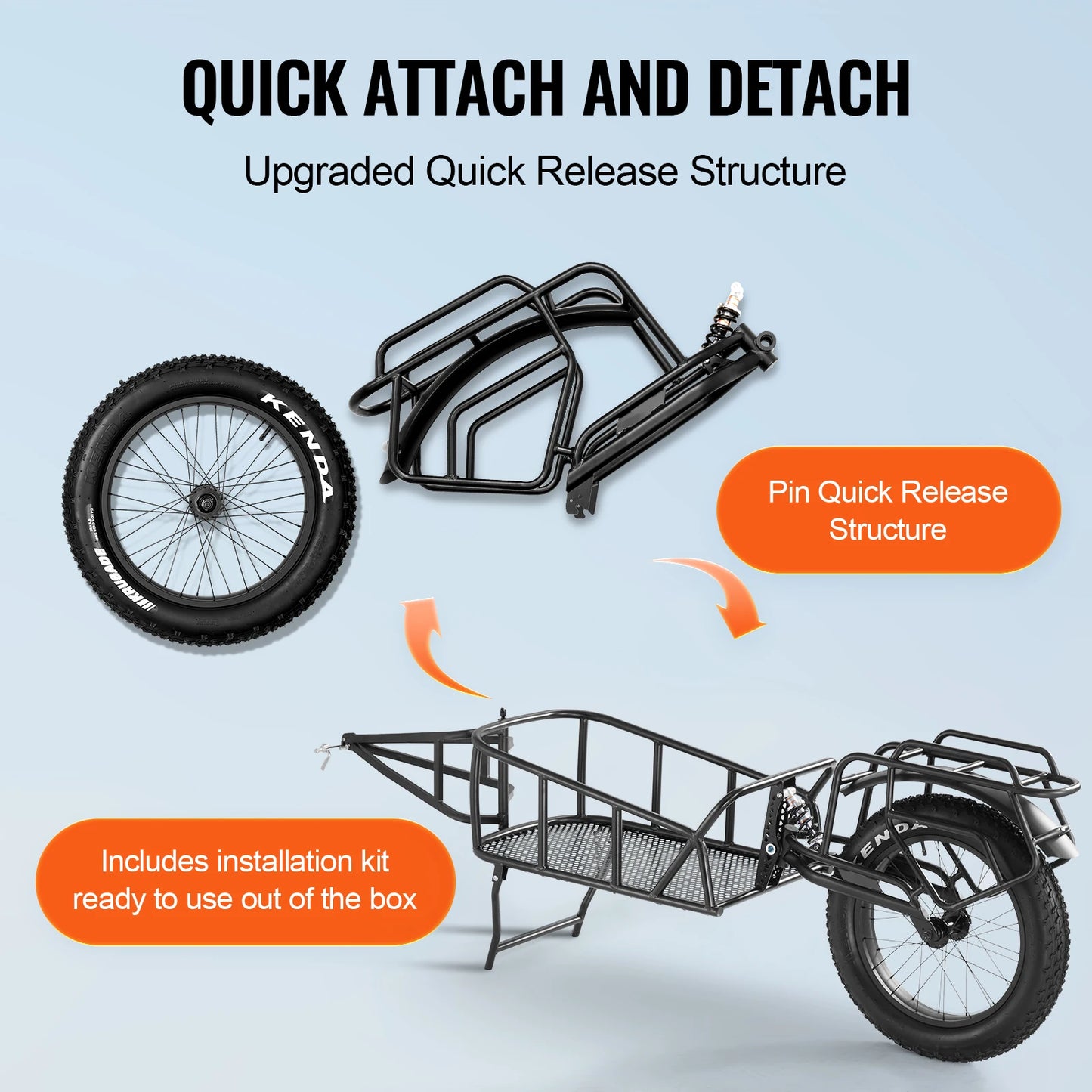 SucceBuy Heavy Duty Bike Cargo Trailer Featuring Rear Axle Mount