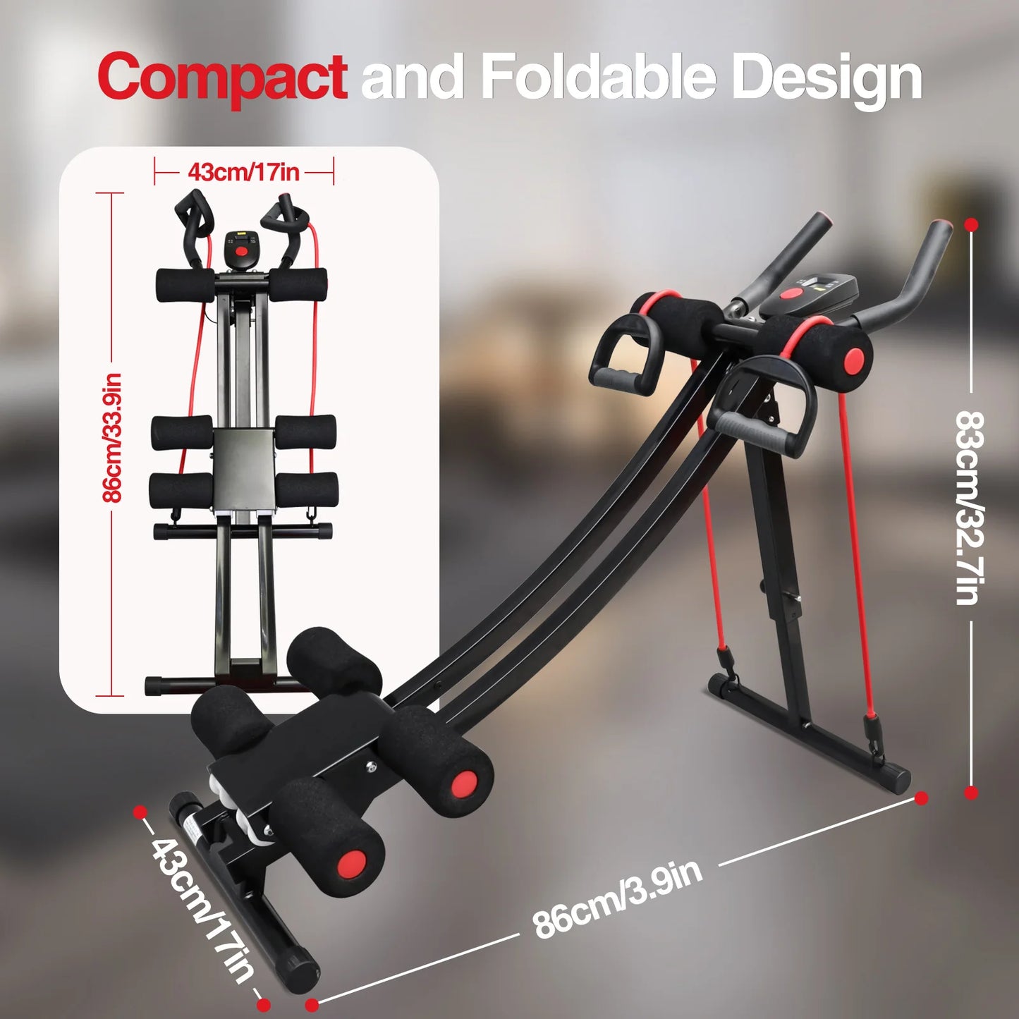 Foldable Ab Machine With LCD Display For Home Abdominal Trainer