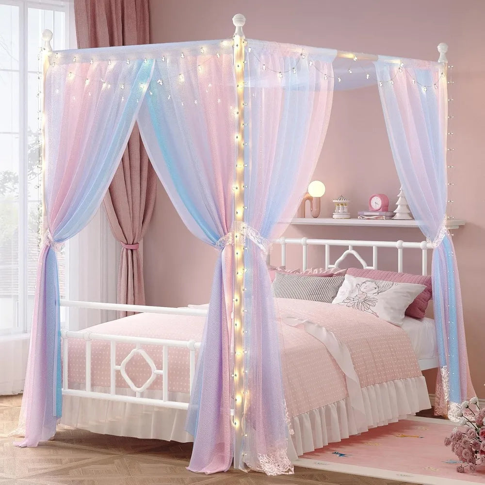 Bed Frame with Storage Headboard, Bed Frame with 4 Removable Posts, Sturdy Metal Platform with Under-Bed Storage Customized