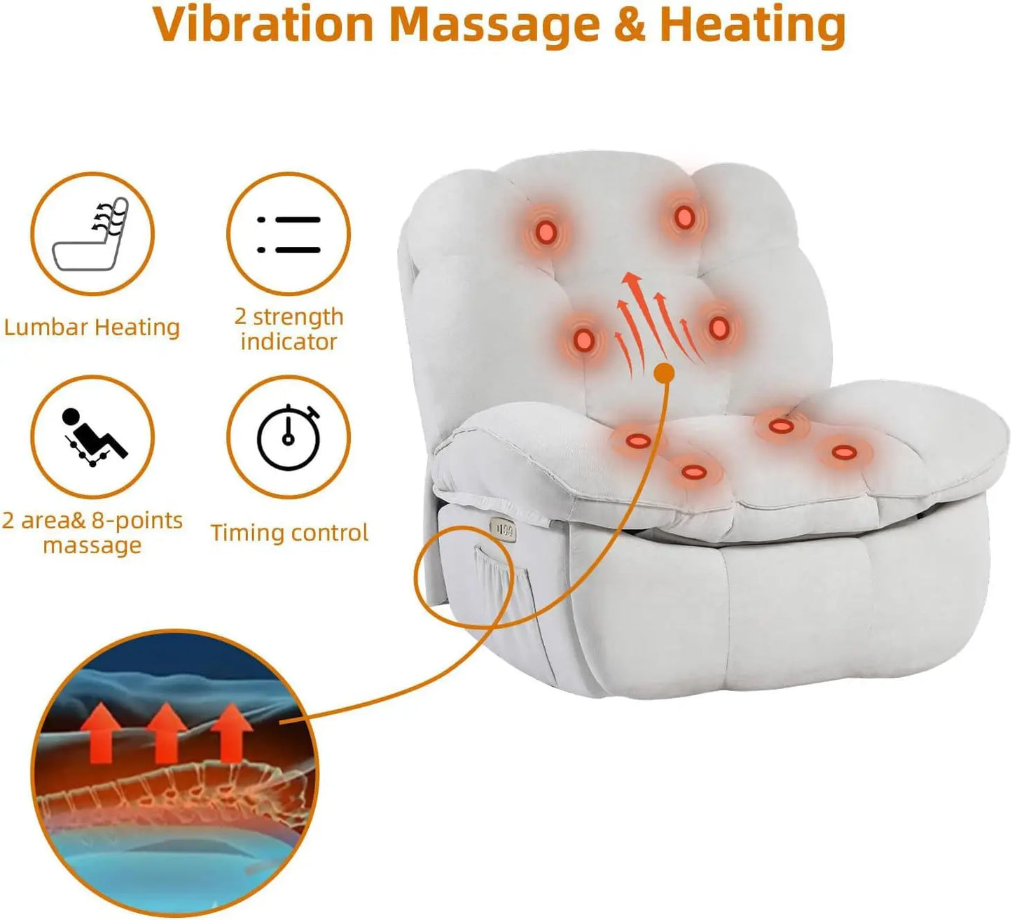 Power Recliner Chair Massage Rocker Recliner Chairs for Adults with Heated Oversized Rocker Swivel Chairs for Customized Comfort